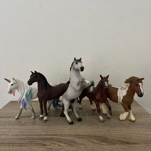 Schleich Lot of 5 Horses Horse Unicorn Tinker Draft Rearing Arabian Saddlebred